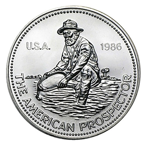 1984 Engelhard 1 Oz Silver American Prospector W/ Natural Gold