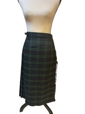 VTG Murray Brothers Green Tartan Pleated Kilt/Wrap Long Skirt Scotland Sz 12