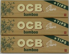 3 PACKS OCB SLIM ROLLING PAPERS BAMBOO  TIPS 32 SHEETS PER PACK 96 TOTAL