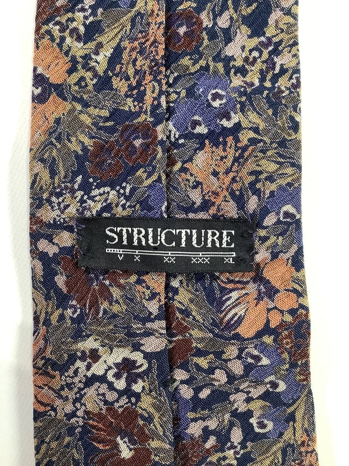 Mens Structure Multicolor Floral Dress Tie GUC - Изображение 2 из 4