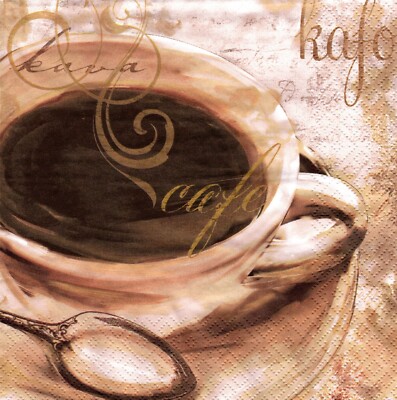 (2) Two Paper Lunch Napkins for Decoupage/Mixed Media - Cafe Piacere coffee cup