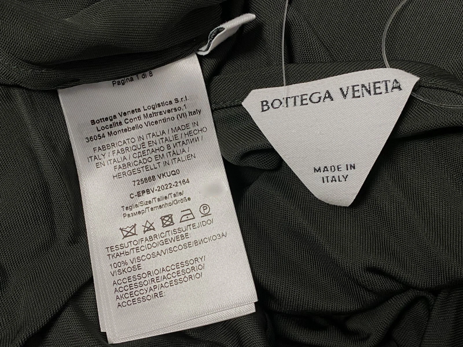 Abito donna Bottega Veneta verde increspato annodato monospalla taglia 44