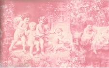 Victorian Architectural Antique Baby Angels Cherubs Powder Pink Wallpaper Border