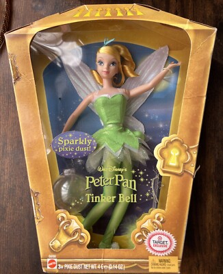 Disney's Peter Pan -Tinker Bell w/Sparkly Pixie Dust & Wand -2004 Target Ex -New