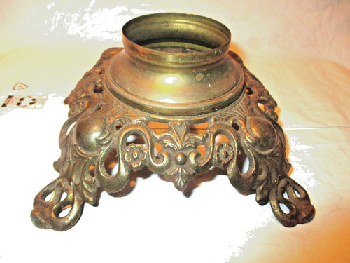 VINTAGE~~CAST IRON LAMP BASE & BRASS COLLAR