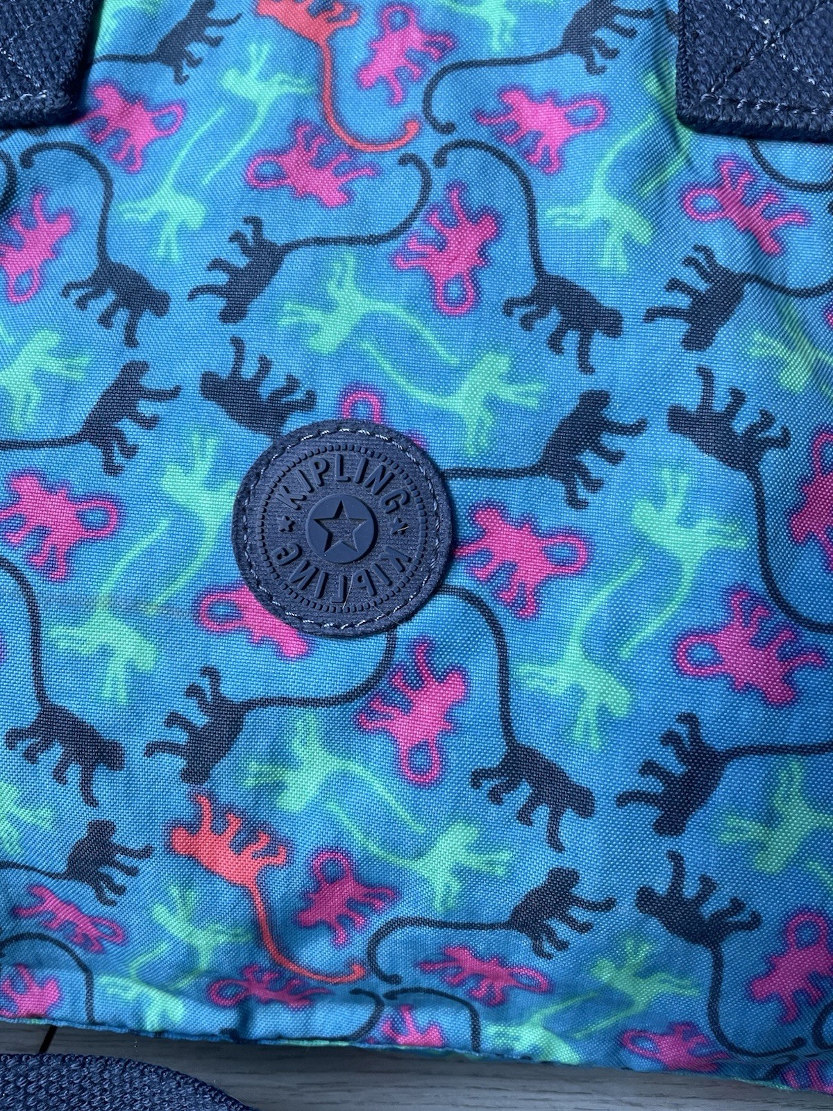 Kipling Nariko Monkey Mania Pattern Sky Blue Bag … - image 3