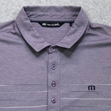 Travis Mathew Polo Shirt Men's Extra Large Purple Stripe Golf Performance Logo