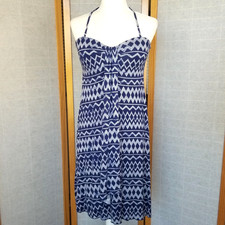 Skye Halter Style Sun Dress Large Built-in Bra Faux Wrap Stretch Knit