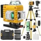 Green Laser Level,4D 16 Lines, 360 Self Leveling w/ Magnetic Bracket,2 Batteries