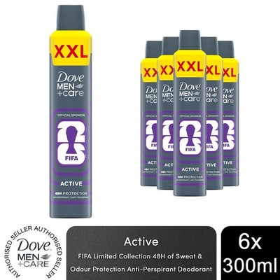 Dove Men+Care FIFA Active XXL Anti-Transpirant Aerosol Deodorant Spray 300ml, 6 Stück