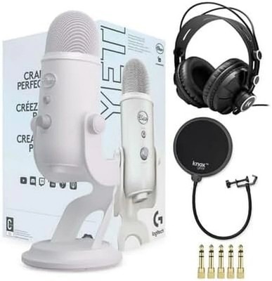Elevate Your Sound Game: Yeti USB Microphone Bundle with Knox Gear Headphones &