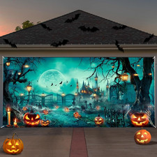 Spooktacular Halloween Garage Door Backdrop - 12x10ft Party Decor Banner