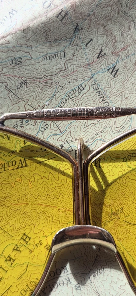 Gafas de tiro Rifelite vintage F. W. KING lentes amarillas militares doradas antiguas Foto 4 de 4