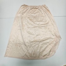 True Vintage Peach Floral Half-Slip Skirt Lace Trim Small 25" Glam Pin Up