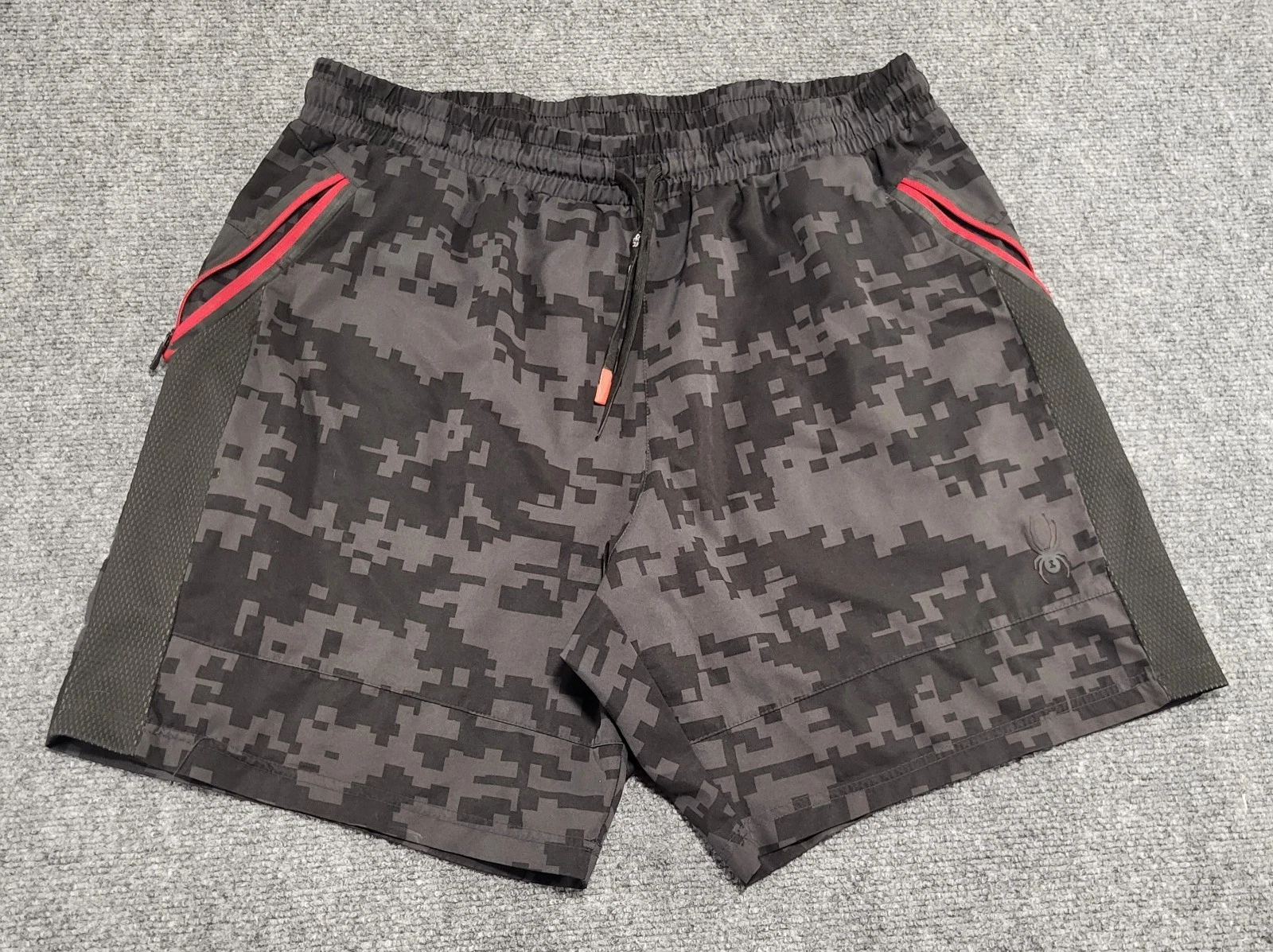 Spyder Men's Digital Camo Training Workout Active Woven Black Shorts Size Large