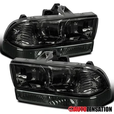 Fit 1998-2004 Chevy S10 Pickup Blazer Smoke Headlights+Bumper Turn Signal Lamps