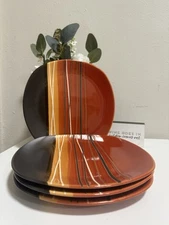 Set of 4 Home Trends Bazaar Red Vintage Dinner Plate 11"