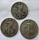 (3) Liberty Walking Silver Half Dollars 1917, 1937, 1945 Estate Sale No Reserve