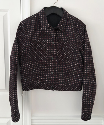 Tomas Maier Italy Structured Grid Jacket 8 Cropped Boxy Stretch Cotton Blazer