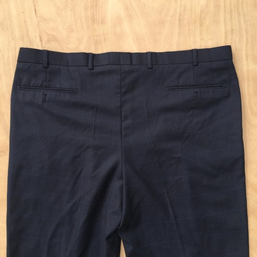 M&S Collezione Angelico Mens Navy Blue Check Trousers W40 L31 Italian Fabric - Picture 10 of 14
