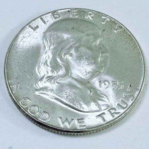 1955 P BEN FRANKLIN SILVER HALF DOLLAR, 90% SILVER FREE SHIPPING #7368