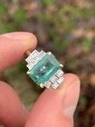 18ct Gold Natural Emerald Baguette Cut Diamond Incredible Ring 3.9 Grams