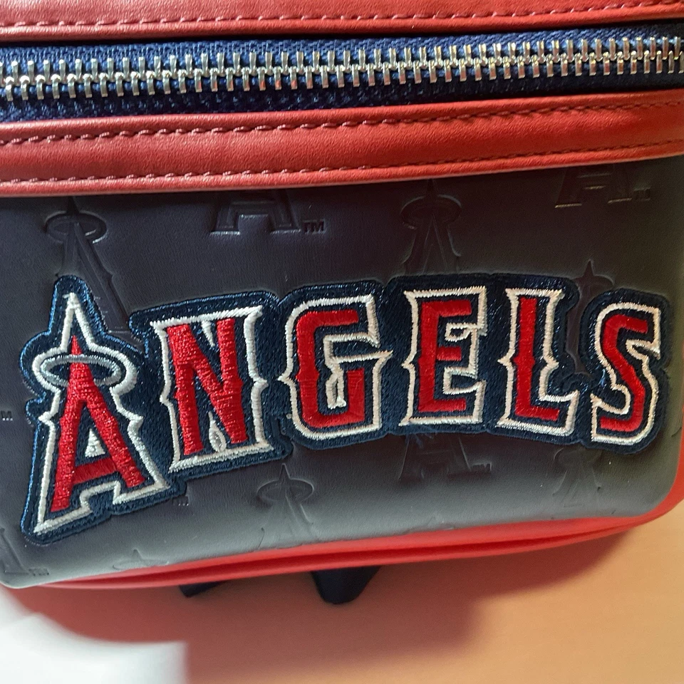 LOUNGEFLY MLB LOS ANGELES ANGELS PATCHES MINI BACKPACK 10x9x5 VERY NICE. - Image 2 of 4