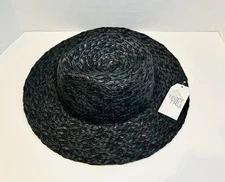 Time And Tru Black Paper Straw Fedora Hat - Ladies NWT