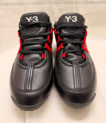 adidas Y-3 Boxing Men s Black/Red/White Low Top Lace-Up Leather Sneakers FY5924