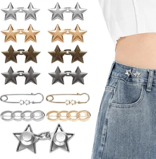 KUNTAERY 12 Pcs Pant Waist Tighteners, No-Sew Metal Clips for Jeans and Pants, A