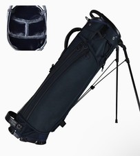 DFLY GOLF SO-DRY Stand Bag Waterproof 4-Way Dividers Navy Canvas/PU Leather