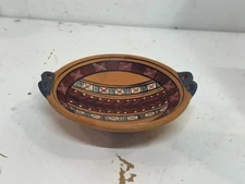 Vintage Peruivian Clay Art Pottery Ceremonial Bowl Signed