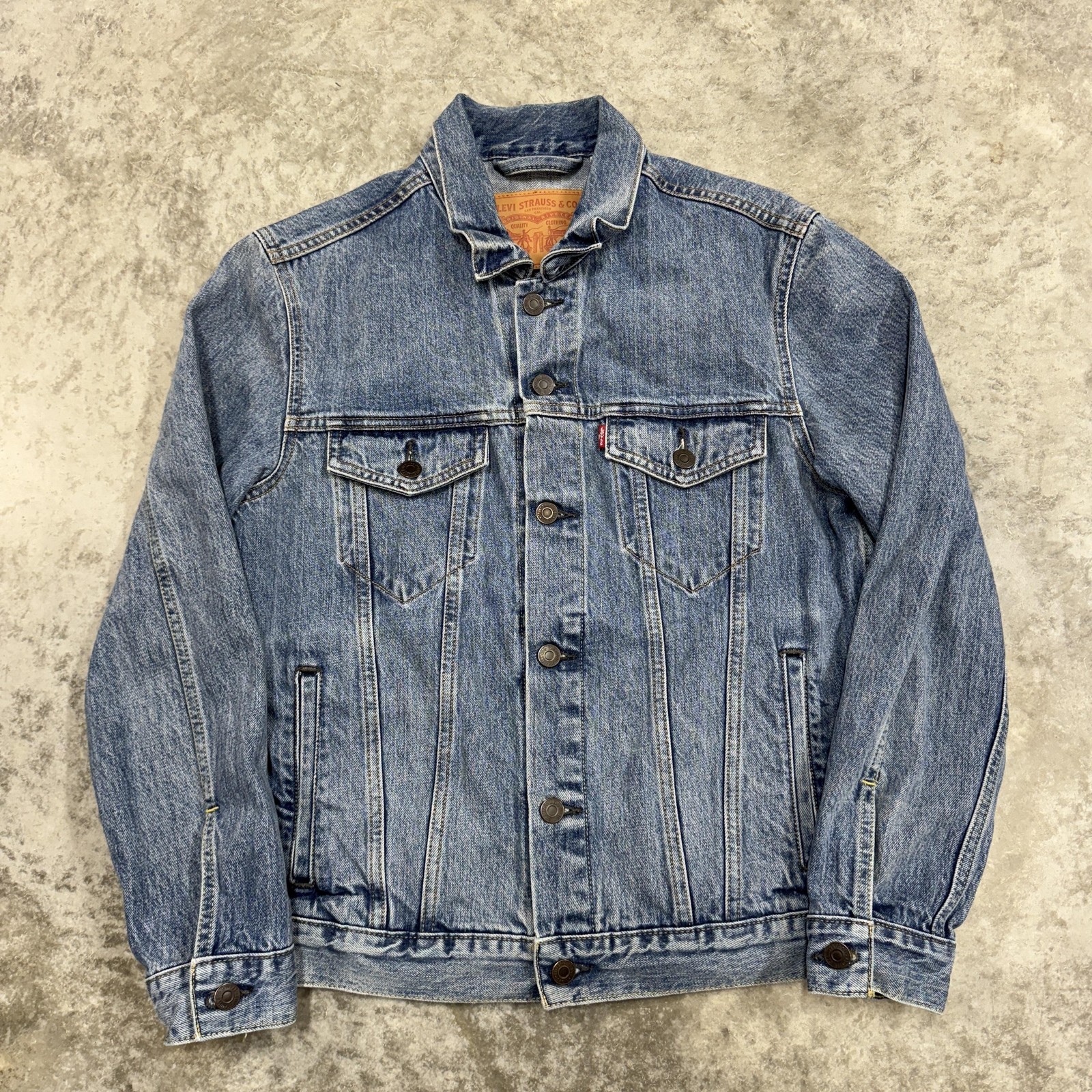 Levi Strauss Denim Jacket Mens Small Trucker Jean Button Up Classic Vintage
