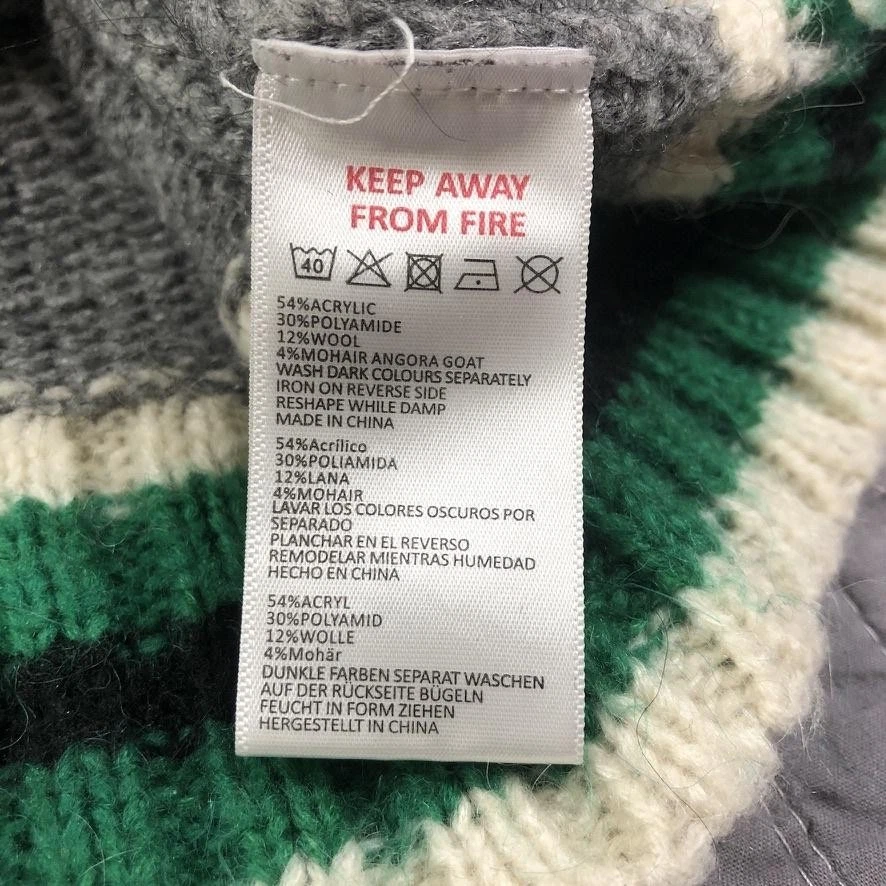 Urban Outfitters Sweater Womens Medium Gray Green Striped Crewneck Wool Mohair - Image 4 of 4