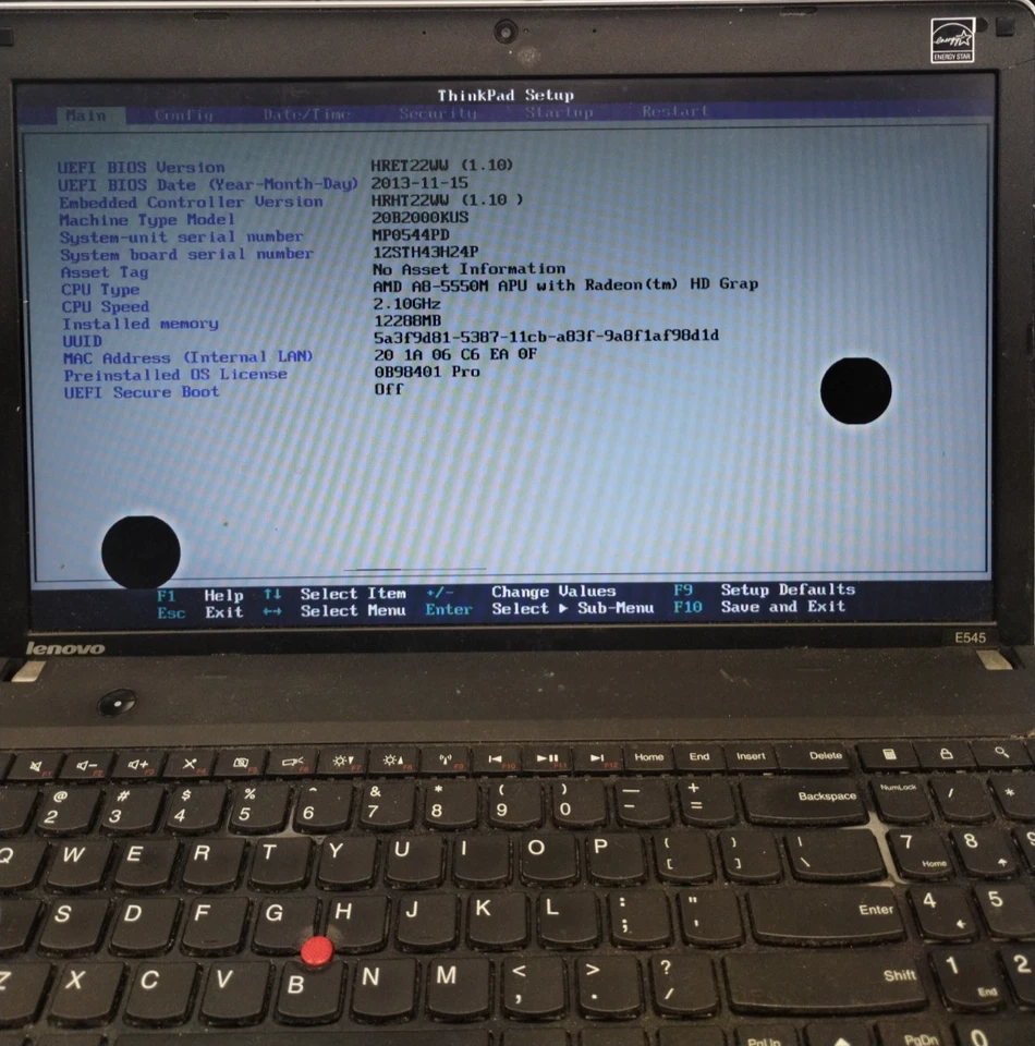 Lenovo ThinkPad Edge E545 15.6" Laptop AMD A8-5550M 12GB RAM 500GB Boots/Bios - Image 2 of 4