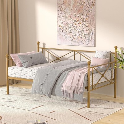 VECELO Daybed Twin Size Gold Frame Heavy Duty Metal