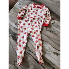Magnetic Me Organic Cotton Heart Pajama Set 12-18M Red White Footed PJ 2pc