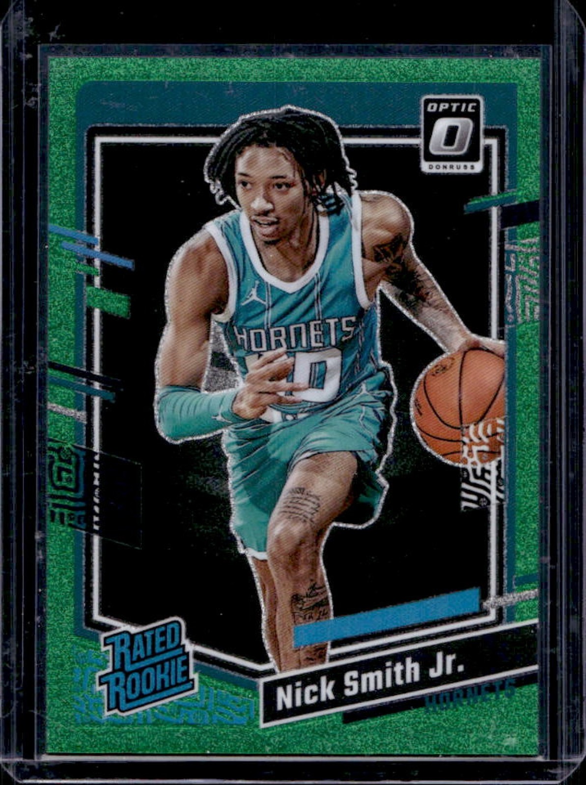 2023-24 Donruss Optic Nick Smith Jr. Green Glitter Rated Rookie #43/77 Hornets