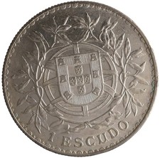1916 PORTUGAL SILVER 1 ESCUDO LIBERTY HEAD CROWN LARGE COIN EXCELLENT CONDITION