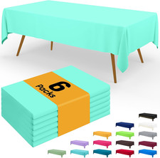 Disposable Table Cloth - 6 Pack, 54 x 108 Inch Waterproof Rectangle Tablecloths