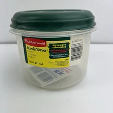 Vintage Rubbermaid Servin Saver 6 Cups Food Storage Container 8 Round 3882 Green