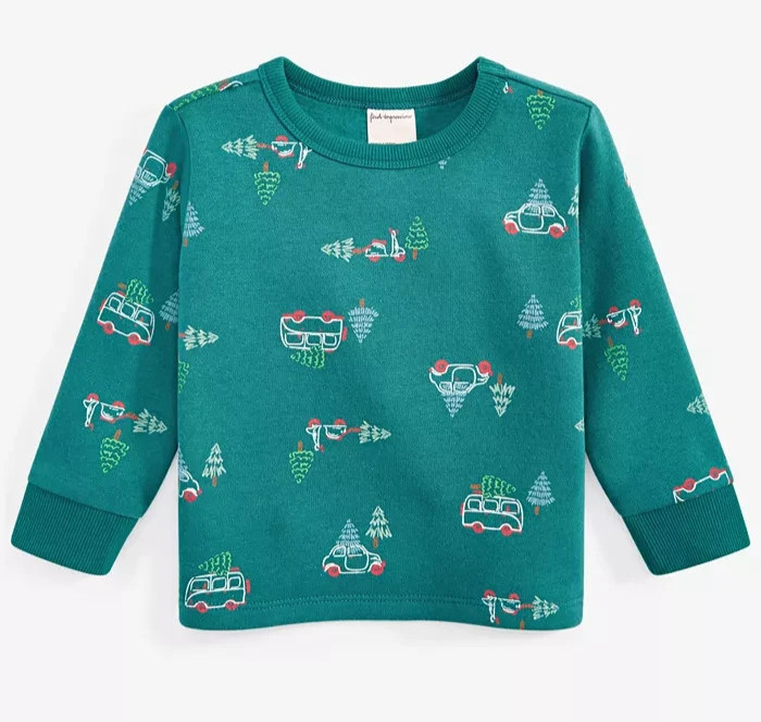 Толстовка First Impressions Tree Transport с принтом для маленьких мальчиков 18 М в тени ели