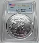 2017 P American .999 Silver 1 Oz Eagle First Strike Flag PCGS Bullion Coin MS70
