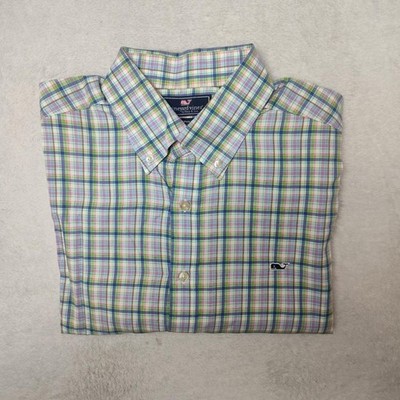Vineyard Vines Shirt Mens Large Multicolor Plaid Button Up Long Sleeve Slim Fit