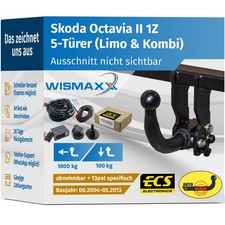 ANHÄNGERKUPPLUNG abnehmbar für Skoda Octavia II 1Z 04-13 +13pol E-Satz ECS