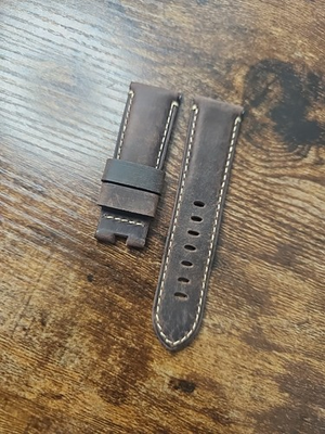 #ad Panerai Watch 24mm OEM Brown Leather Strap for 22mm Deployment Buckle MX001SFW $118.00