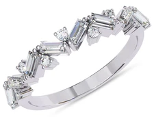 IGI 1/2 Ct Baguette & Round Lab Grown Diamond Zig Zag Half Eternity Ring 14K WG