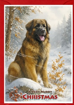 Leonberger Hund A6 (4'' x 6'') Weihnachtskarte - innen leer - von Starprint