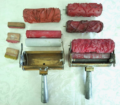 Rare Vintage G. JUNGHANNS Rubber Embossed Stencil Texturing Tool Italy 2 Sets