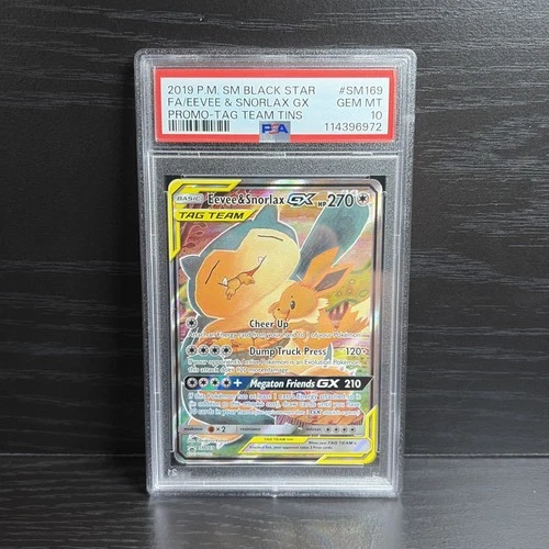 2019 POKEMON SM BLACK STAR PROMO #SM169 FULL ART/EEVEE & SNORLAX GX PSA 10